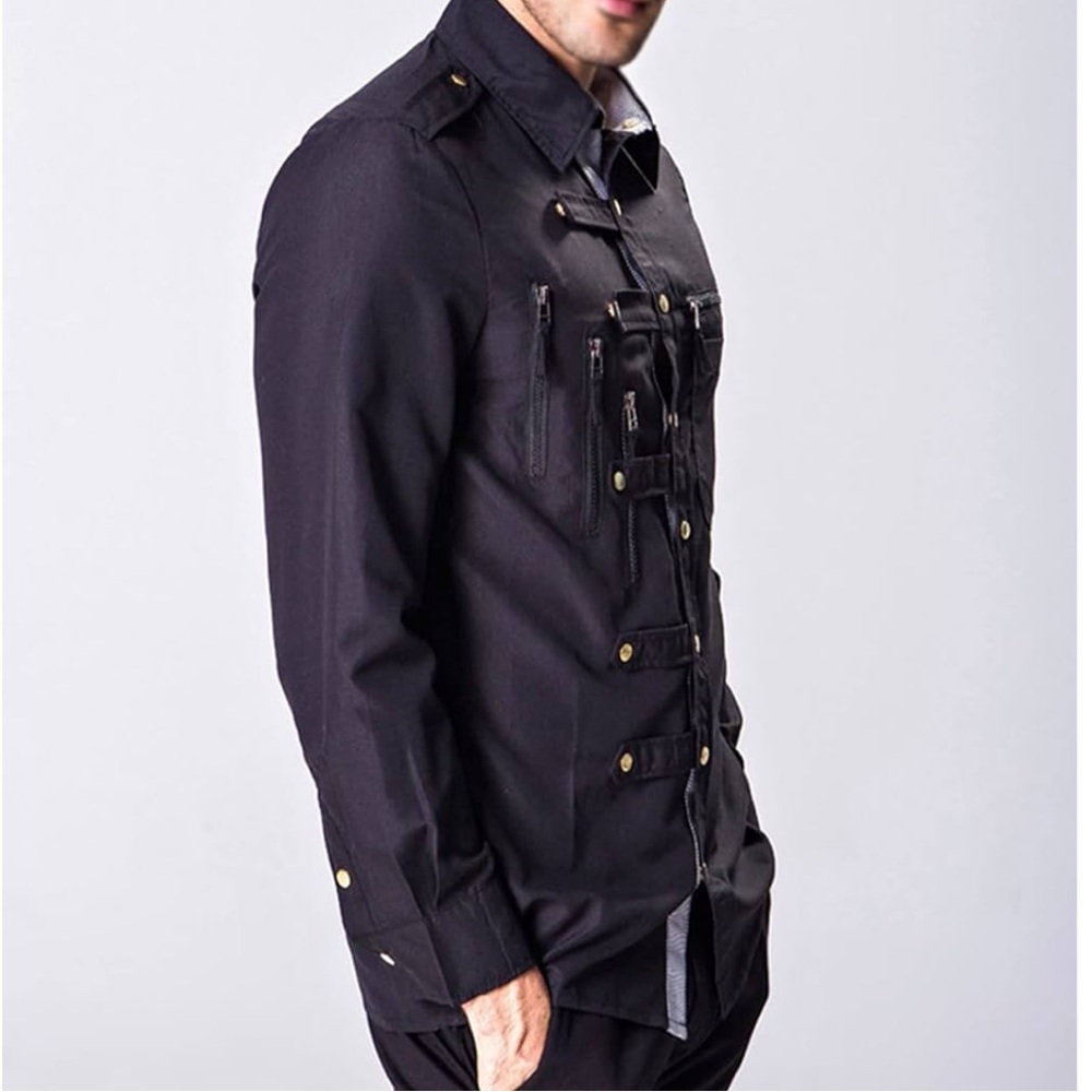 Brand new without Tags Men’s Aowofs Brand Long Sleeve Shirt Jacket‎ Black 2XL
